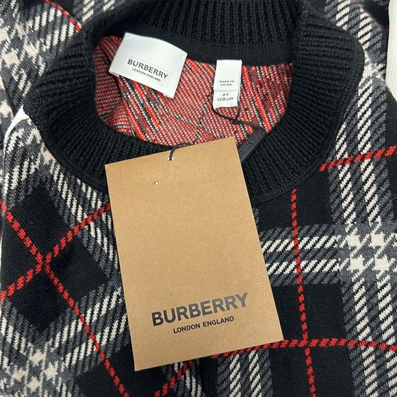 Burberry Kids Kirstin Sweater Dress Long Sleeve Merino Wool Black New Girls 8 - Picture 5 of 8